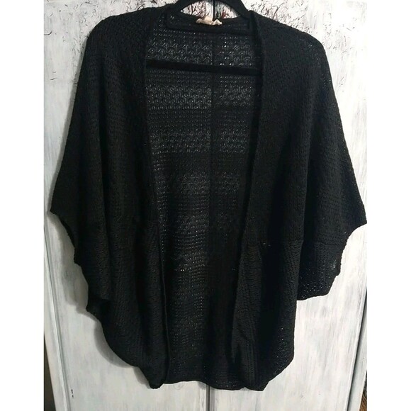 Easel Wide Sleeve Open Cardigan Black Large Boho Feminine Cottage Core - Picture 1 of 9